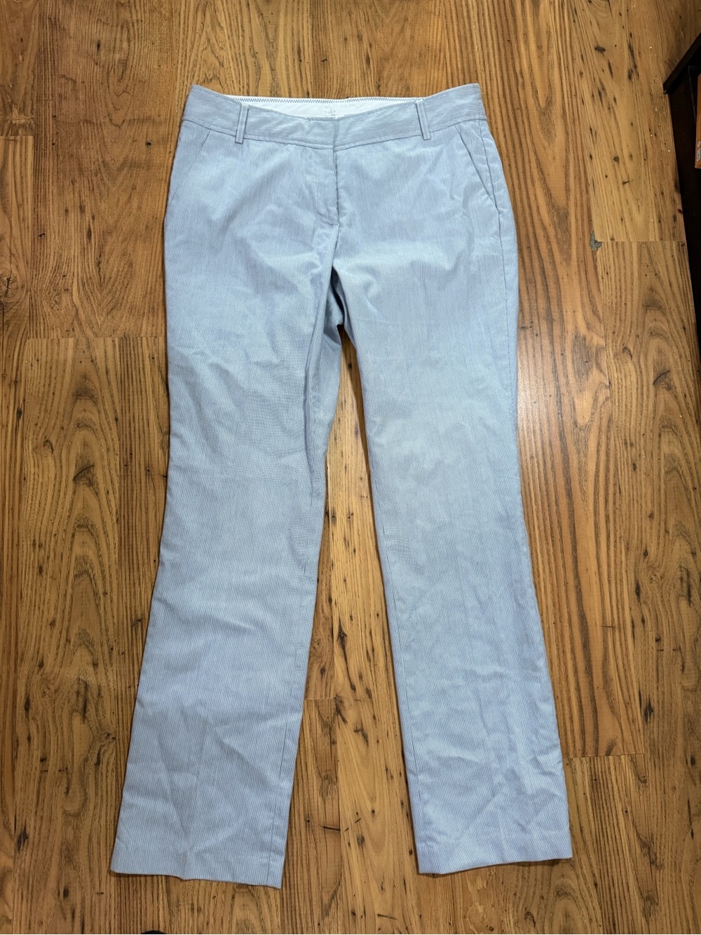 Dalia Blue White Seersucker Stripe Business Casual Pants US 8